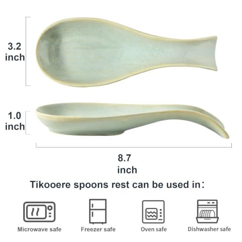 Image of Hasense 8.7 In Ceramic Spoon Rest for Stove Top, Kitchen Spoon Holder, Sage