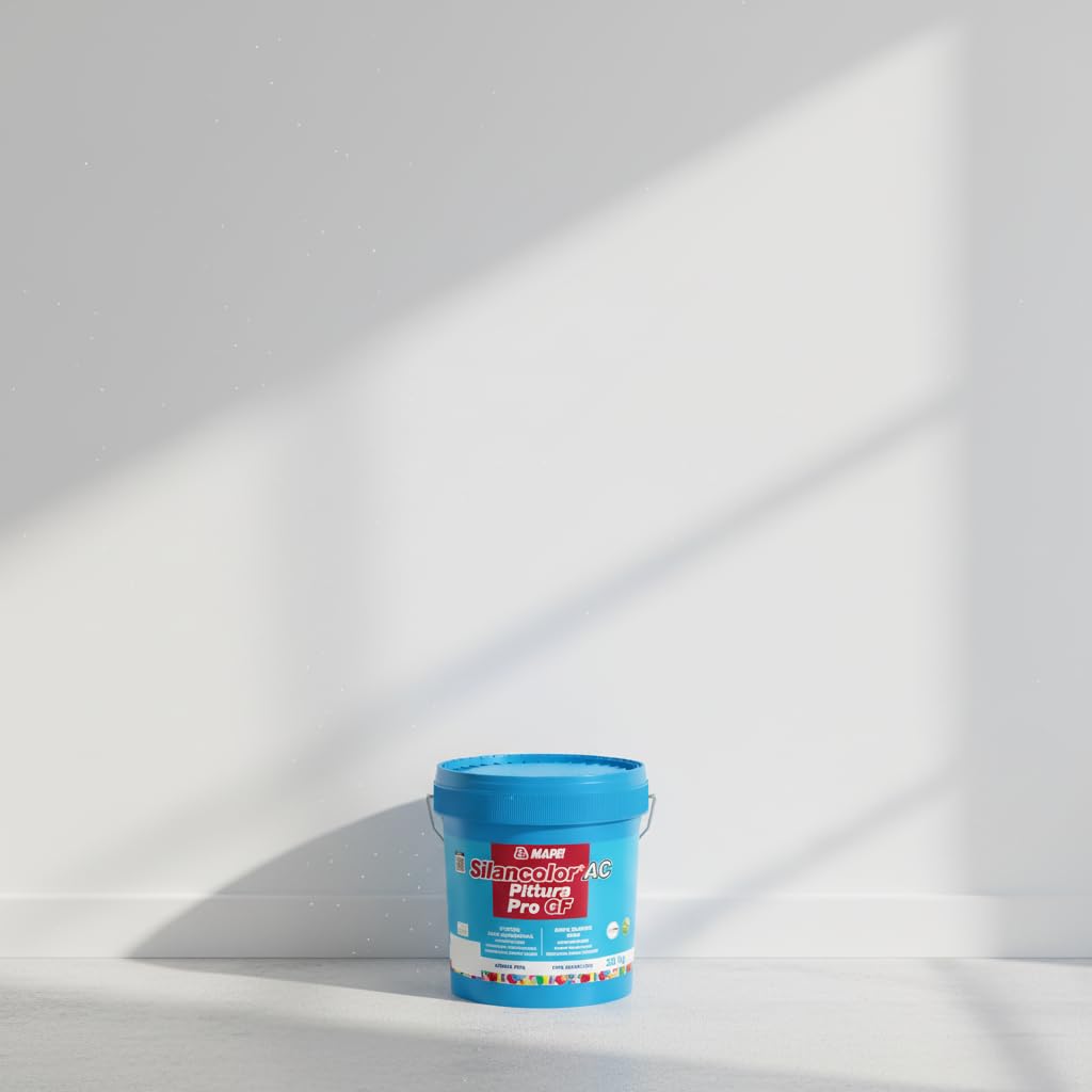 MAPEI Silancolor AC PRO GF, Pittura Acril-silossanica Idrorepellente per Interni ed Esterni, Resistente a Muffe e Alghe, Bianco (20 Kg)