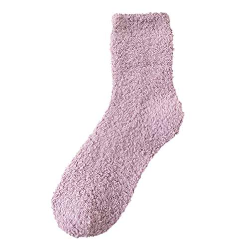 Calcetines de encaje Calcetines de invierno para mujer Calcetines de lana de coral Calcetines a rayas Calcetines atléticos ligeros coloridos Calcetines casuales (Purple, One Size)