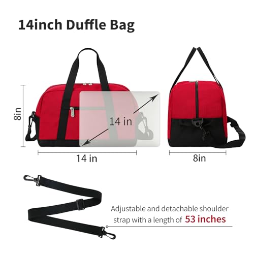 Image of Apenze Small Gym Bag 14 inch lightweight Carry On Mini Duffel Bag for Travel Sport - Red