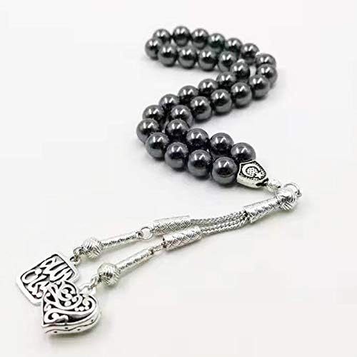 Miniatura 7 de Hematite Tasbih Metal borla islámica joyería colgante oración perlas 33 66 99beads piedra natural musulmana Rosario