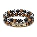 2Pcs Triple Protection Bracelet,Natural Tigers Eye Black Obsidian and Hematite 8 MM Beads Bracelet for Men Women Gift, Healing Crystal Bracelets Bring Luck and Prosperity and Happiness (Yellow)