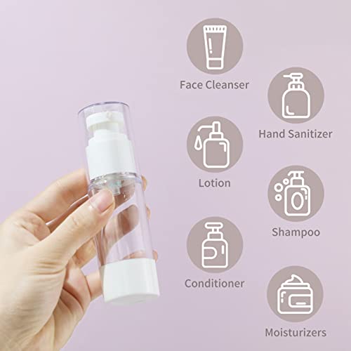 image for LONGWAY 1 Oz 30ml Clear Airless Cosmetic Cream Pump Bottle Travel Size