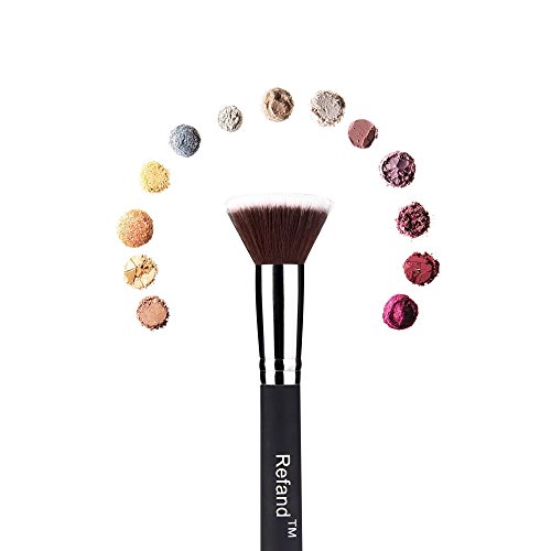 Refand Foundation Makeup Brush Flat Top Kabuki for Face - Perfect For Blending Liquid, Cream or Flawless Powder Cosmetics - Buffing, Stippling, Concealer (Flat Brush)