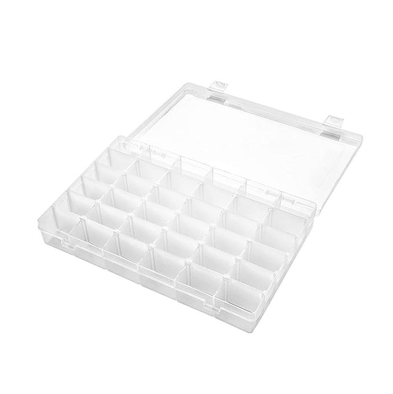 Image of Finner 36 Grids Cells Multipurpose Adjustable Jewelry Storage Boxes Organizer with Removable Dividers Plastic Storage Case for Jewelry, Earring, Medicine Pills Container Tool Small [Transparent]