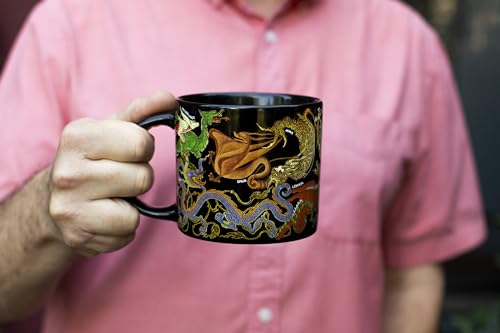 Taza de Cerámica Negra con Dragones 14 oz miniatura 5
