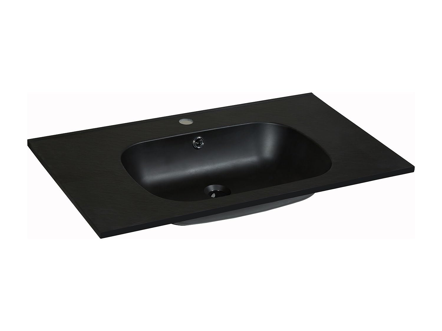 Vente-unique - Lavabo empotrado Okiwa - L 80cm x A 46cm x H 14.5cm - resina - negro