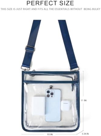 Bluome Clear Bag for Stadium Events 12x12x6, Clear Purses Stadium Bag Crossbody Purses for Concerts Football Games Travel, Dark Blue - 3