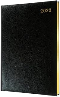 Collins Management Quarto Business Week to View with Appointments 2023 Diary - Black (QB7.99-23) - Complete Business Planner, Agenda and Journal Organiser with Hardback Leather Cover