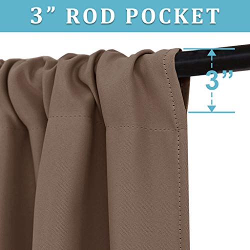 RYB HOME Curtains for Bedroom 63 inches Long, Blackout Thermal Insulating Window Treatment Drapes for Living Room Bathroom Basement Laundry Classroom, W 34 x L 63, Mocha, 2 Panels