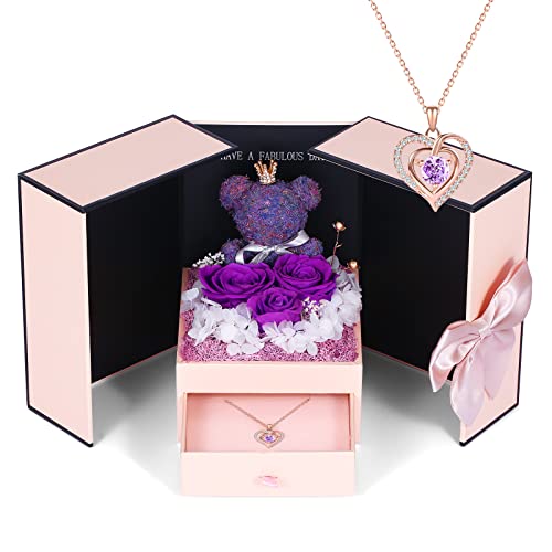 IDFALKFD Preserved Rose Gifts Set includes 925 Sterling Silver Ne...