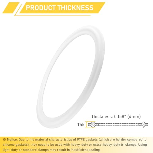 Image of 3 Inch Tri Clamp PTFE Gasket 12PCS for 3 inch Tri-Clamp Sanitary Fittings Polytetrafluoroethylene TC Seal Gaskets (0uter Diameter: 91mm, Thickness: 4mm)