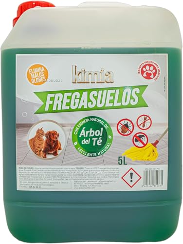 KIMIA - Fregasuelos Profesional 5L | Limpiasuelos Mascotas | Repelente Insectos | Friegasuelos Concentrado con Esencia de Arbol de Té | Especial Perros y Gatos | Multisuperficie | Limpieza Profunda