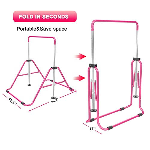 image for RINREA Gymnastic Bars for Kids with Adjustable Height, Folding Gymnast