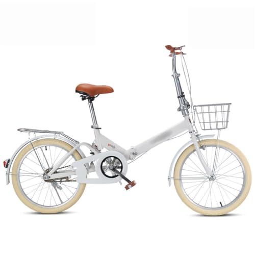 BACKOLU 折りたたみ自転車、折畳可能 取り付け不要、超軽量で持ち運び可能、高炭素鋼フレーム 衝撃吸収性と変速機能 を備えた大人の男女兼用 通勤 通学 サイクリング (白,20インチ、身長130〜165cmに対応)