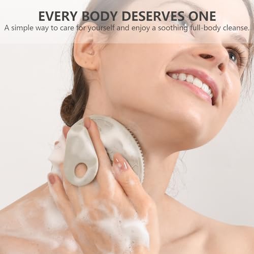 Image of Silicone Body and Face Scrubber Set 3 Pack, BEAUTAIL Shower Bath Scrubber, Gentle Exfoliating Brush for Women Men Sensitive Skin, More Hygienic Than Traditional Loofah, Long Lasting, Black+Gray