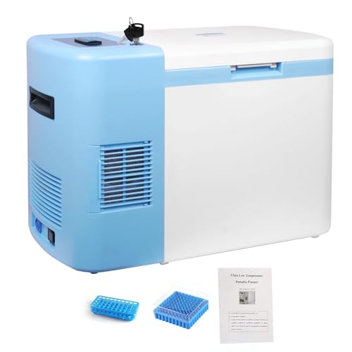 Donpemu 25L Ultra-Low Temperature Freezer, -86℃/-122.8℉ Portable Lab Cryogenic Freezer, Countertop Refrigerator for Laboratory, Deep Refrigerator for Lab Scientific Research & Medical Use