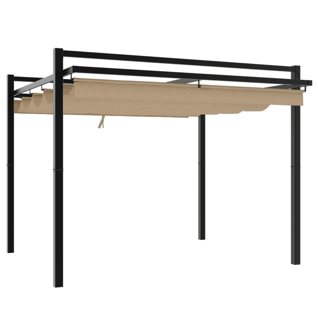 Pergola avec Toit Rétractable, Pergola Tonnelle de Jardin Extérieur Taupe 3x3 m Aluminium