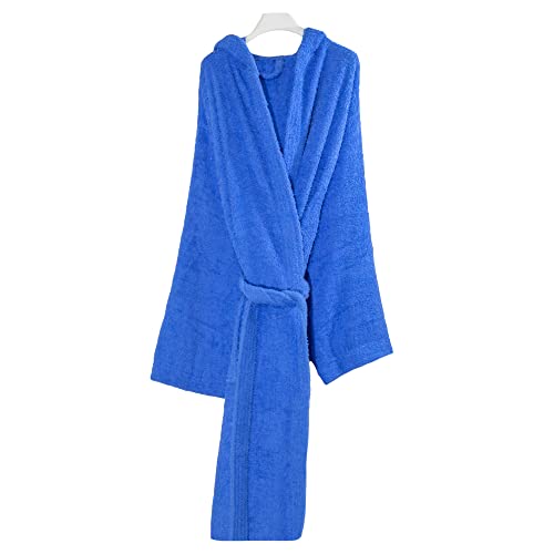Galeone - Biancheria e Tessuti | Albornoz para hombre y mujer de rizo de puro algodón 100% bata lisa suave con capucha, turquesa, L