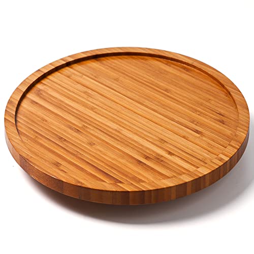Bamboo Lazy Susan Drehteller 25.4 cm, mit Metalllagersystem und rutschfestem Silikon-Pad, Holz drehbares Gewürzregal Schrank unter der Spüle, Organizer für Speisekammer, Badezimmer, Aufbewahrung Cover