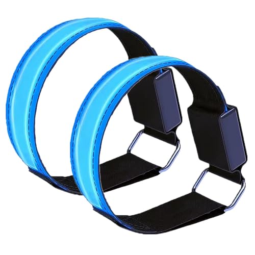 TRIXES Lot de 2 brassards LED Bleus – Recharge USB-C, 3 Modes Clignotants, autonomie 5 Heures – Ajustables