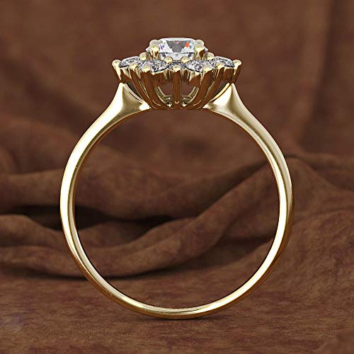 14K Gold Plated Shiny Snowflake Halo CZ Engagement Rings for Women's,Diamond Flower Cubic Zirconia Wedding Bands Promise Ring Jewelry Gift for Her Size 10#3