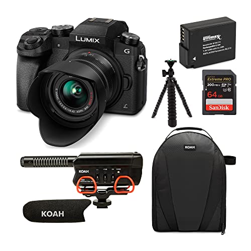 Panasonic LUMIX G7 Digital Camera with 14-42mm f/3.5-5.6 Lens Bundle with Professional On Camera Video Microphone and Accessories (6 Items)