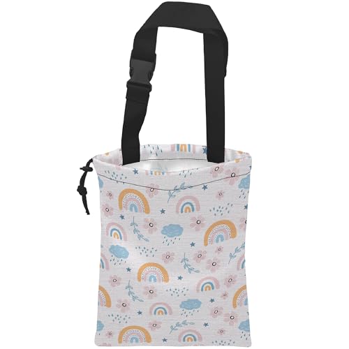 Image of Car Trash Bag Hanging Cloud Rainbow Flower Car Trash Can Waterproof Garbage Bag Hanging for Car Back Seat
