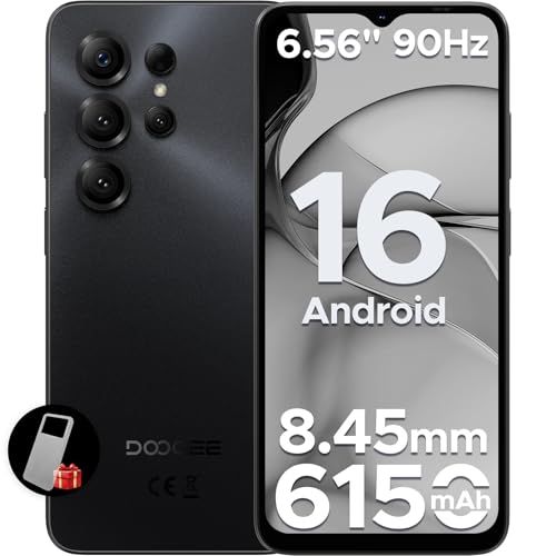 DOOGEE Note 56X Smartphone Android 16, 6150mAh, 24GB + 64GB/2TB TF, 6.56' HD+ 90Hz IPS, 4G Telefono Cellular offerta Smartphone, 8.45 mm Ultrasottile, 8MP+5MP/Dual SIM/Octa Core/Face ID/GPS, Nero