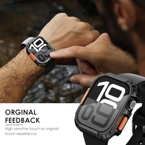 Funda impermeable para Apple Watch 11 de 46 mm con parachoques negro y naranja 6