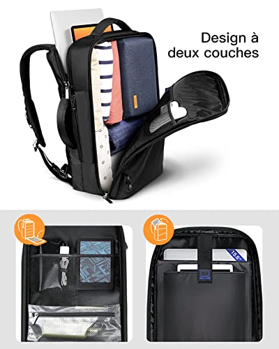 Inateck 40l Sac A Dos Voyage Cabine Sac A Dos Voyage Avion Antivol Bagage A Main A 2 Poignees Sac Ordinateur Portable 156 17 Pouces Avec Housse De Pluie Sac A Dos Homme Et Femme Noir