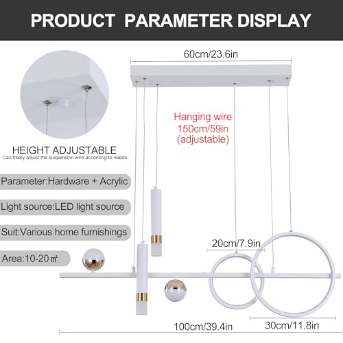 Lampe suspendue LED moderne blanche de 100 cm avec télécommande dimmable