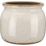 Ninehaoou Vintage Planter Large Ceramic Plants Pot Pure Beige Vintage Crack Cottage Scroll Vase Flower Vase Pot Indoor Plants Home Decor Farmhouse Antique Decorative Gifts