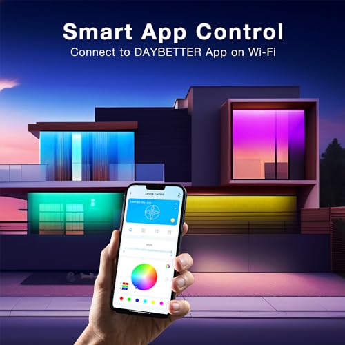 Image of DAYBETTER Outdoor Led Strip Lights Waterproof, Smart LED Lights Work with Alexa and Google Assistant, WiFi App Control DIY Multiple Color Changing Lights Music Sync, LED Lights for Bedroom 32.8 ft