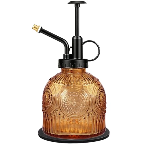Amolliar Glass Plant Mister Spray Bottle, Vintage Refillable Leak Proof Watering Can for Indoor Plants