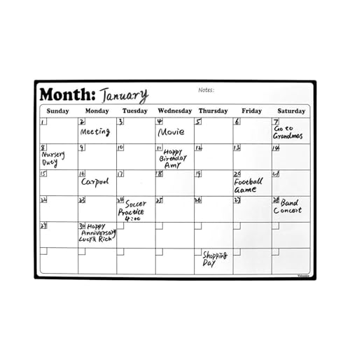 Bollisate Calendrier magnétique pour réfrigérateur | Tableau blanc mensuel effaçable à sec, 40 x 30 cm – Pour la maison, la famille, la cuisine, les...