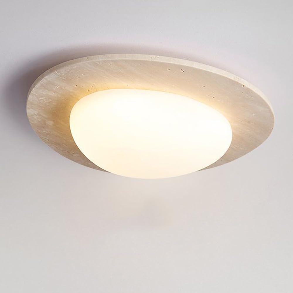 BFFGKGL Nordic Natural Yellow Travertine Hallway Ceiling Light Japanese Wabi Sabi Style Kitchen Flush Mount Ceiling Lamp Mid Century Modern Cloakroom