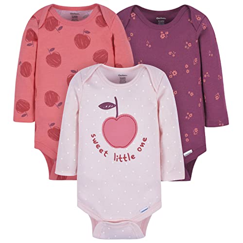 Image of Gerber Baby Girls' 3-Pack Long-Sleeve Onesies Bodysuit