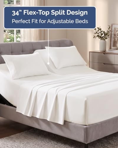 Image of Flex Top Split Head King Sheet Set - 4 Piece Extra Deep - Antique White