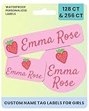 Label Daddy Personalized Name Labels for Girls – Washable Custom Name Tags – Premium Waterproof Labels for School, Clothing, Lunch Boxes, Summer Camps & More – 128 Ct & 256 Ct | Strawberry Design