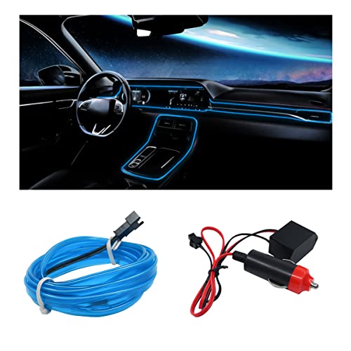 El Wire Car Interior Led Strip Lights, 16Ft Neon Light With Sewing Edge For Auto Cigarette Lighter, Electroluminescent Ambient Lighting Kits With Fuse Protection, Car Decoration Accessories (Blue) #TOP6