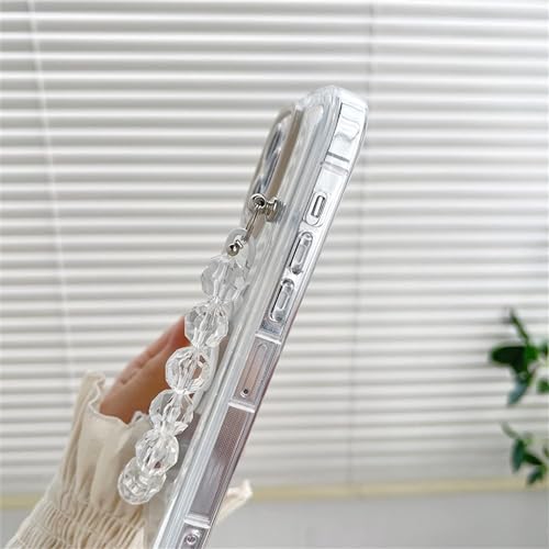Image of KC Back Cover for iQOO Z6 Lite 5G & Vivo Y77 5G - 3D Curly Wave Dry Fixed Non Moving Glitter Bear Pendant Bracelet Shockproof Soft Silicone Camera Protection case (Transparent)