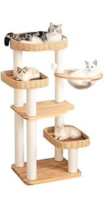Amazon | 【なになにLife】 キャットタワー 木製 据え置き おしゃれ 高