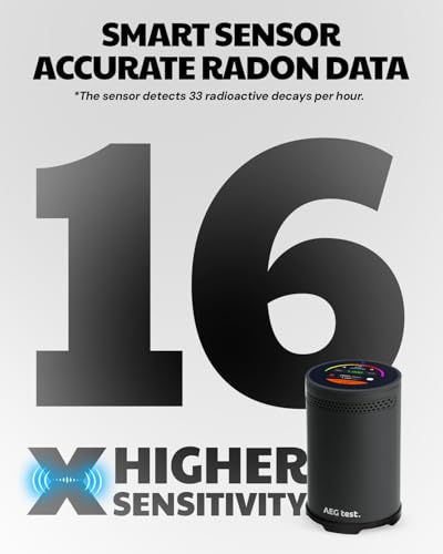 HOUND-3699 Radon Detector, 10-Minute Measurement Updates, Audible & Visual Alarm, Touchscreen Color Display, Long-Term Radon Concentration Monitoring for Home, pCi/L - Black - Image 4