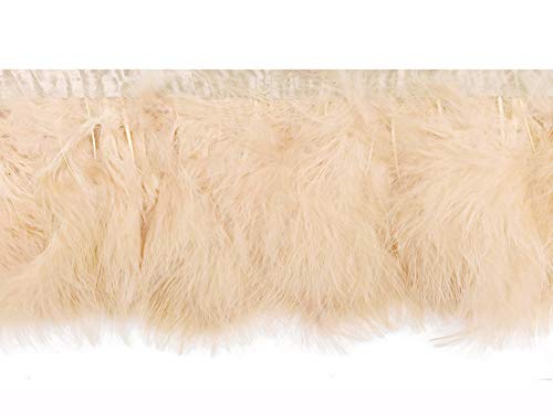 Moonlight Feather | 1 Yard - Cream Beige Marabou Turkey Fluff Feather Fringe Trim Fashion Party Dress