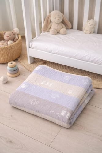 Image of 100% Cotton 6-Layer Muslin Baby Blanket | Super Soft, Breathable & All Seasons Multipurpose Blanket for Babies (Kitty)