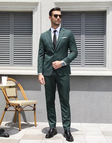 Mens 2 Piece Suit Slim Fit Wedding Prom Party Business Suit Notch Lapel One Button Blazer and Pants Tuxedo Set2