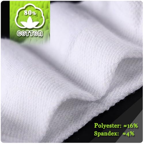Solid White Athletic Socks Men's Ankle Socks High Elasticity Cotton Blend Sweat-Absorbing Odor-Proof (8 Pairs White) Men's Size 6-93