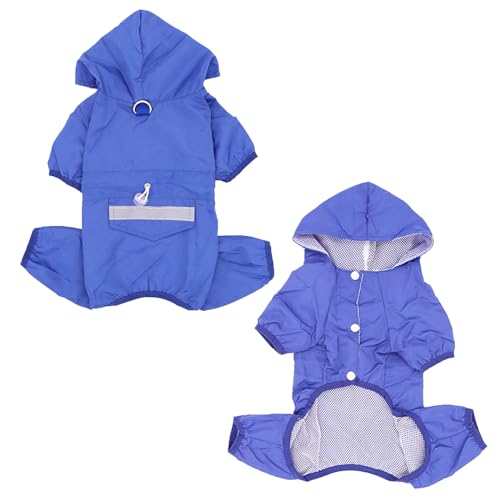 Fayemint Regenmantel für Hunde Mit Kapuze - Verstellbar, für Unterschiedliche Größen und Formen (Blau)