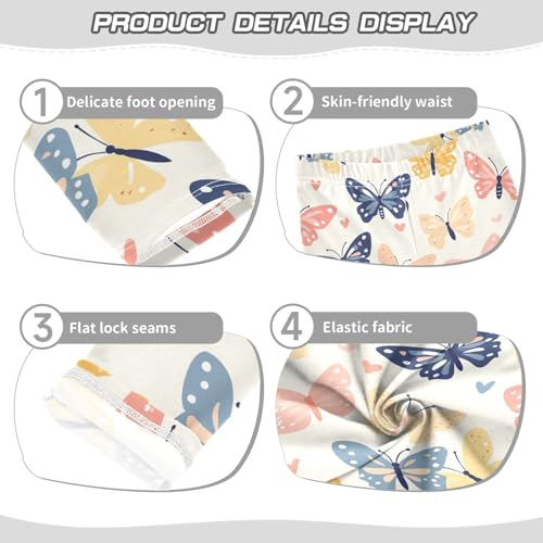 Pastel Butterfly Heatrs Cute Animal Girls Leggings Kids Yoga Pants Dance Active Tights 4T3